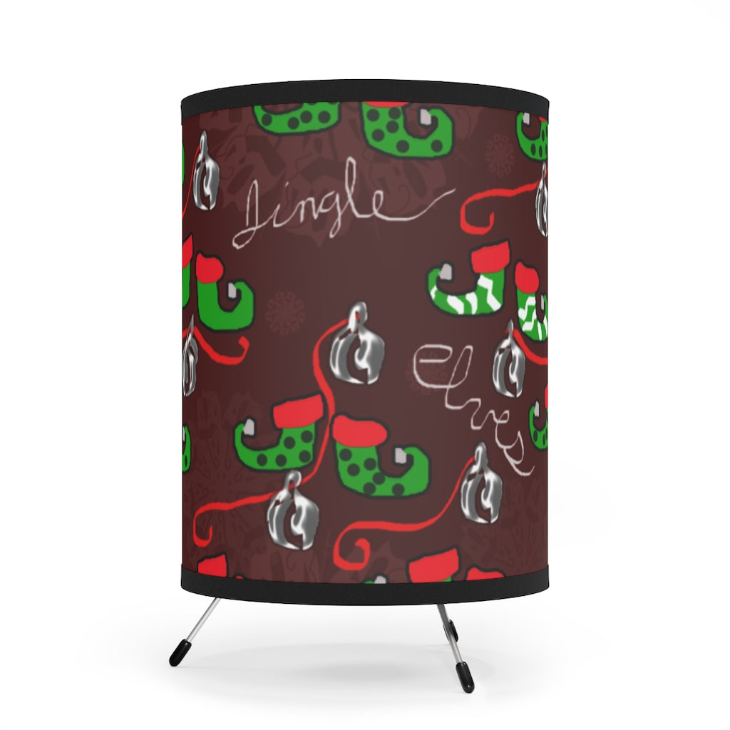 Elves Jingle Tripod Lamp with High-Res Printed Shade, US/CA plug