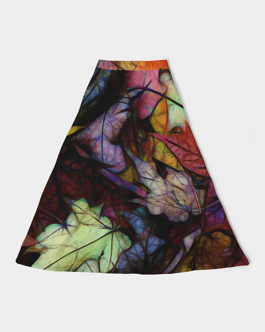 Fall Leaves Abstract Women's A-Line Midi Skirt