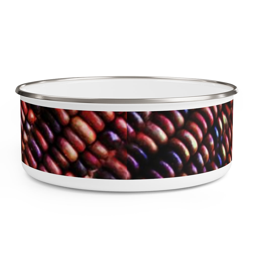 Colorful Fall Corn Enamel Bowl