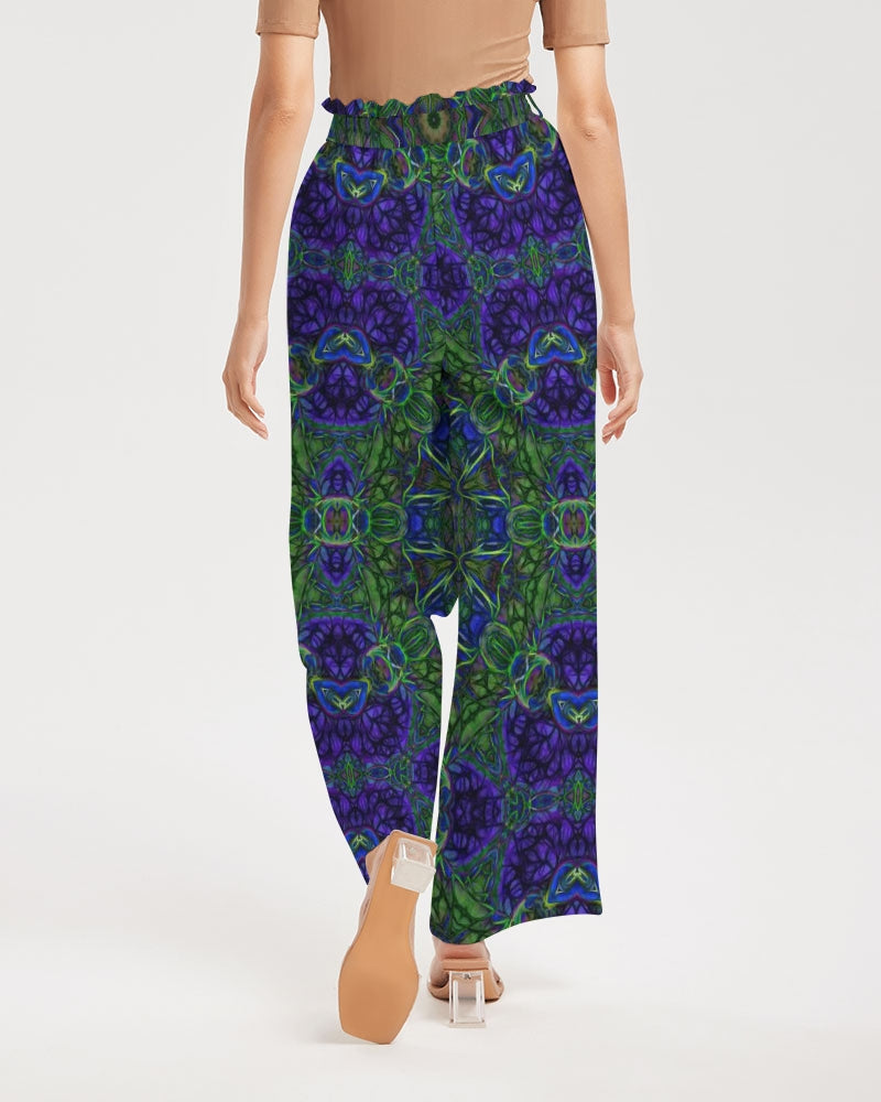 blue Green Ribbon Kaleidoscope Women's High-Rise Wide Leg Pants