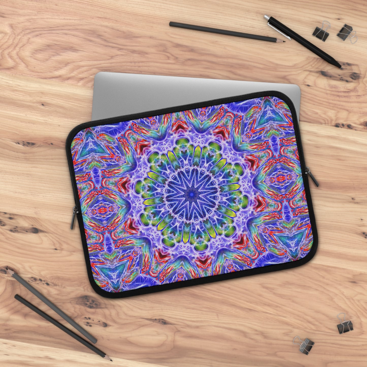 Blue Red Kaleidoscope Laptop Sleeve