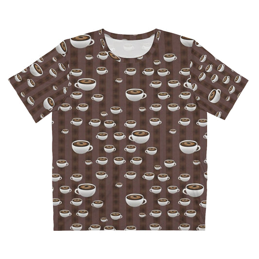 Coffee With Coffee Stripes Unisex AOP Cut & Sew T-Shirt