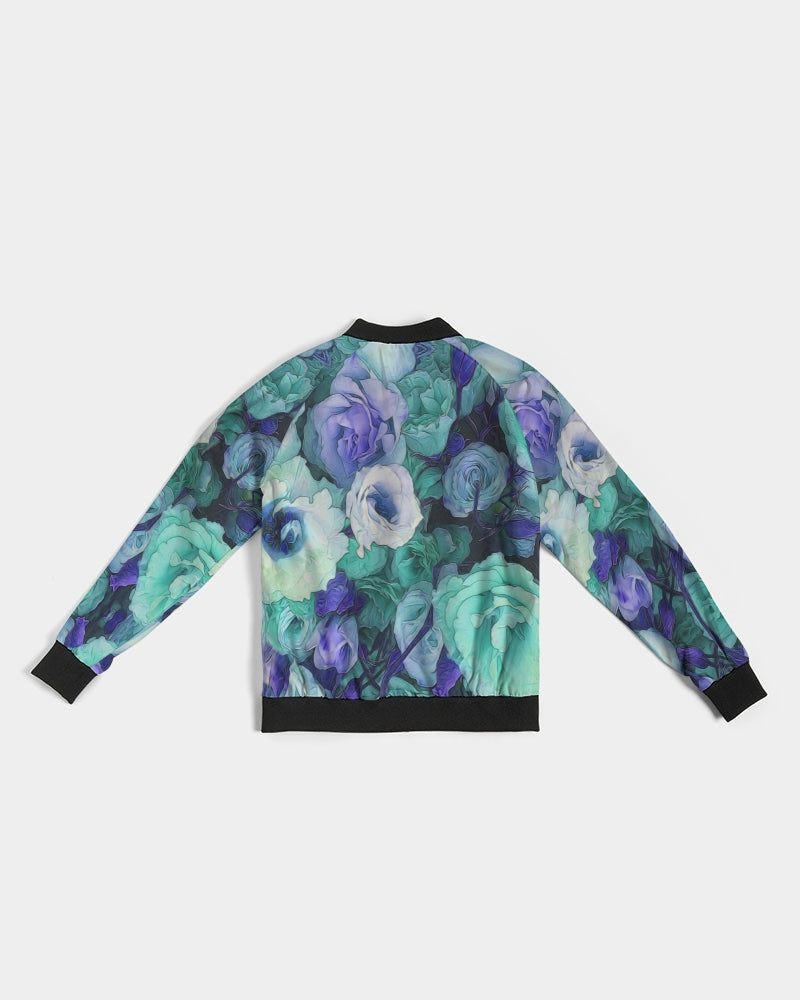 Aqua Flowers Women's Bomber Jacket