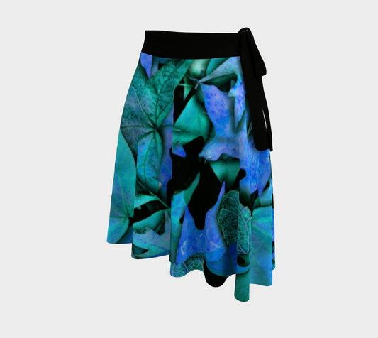 Blue Fall leaves Wrap Skirt