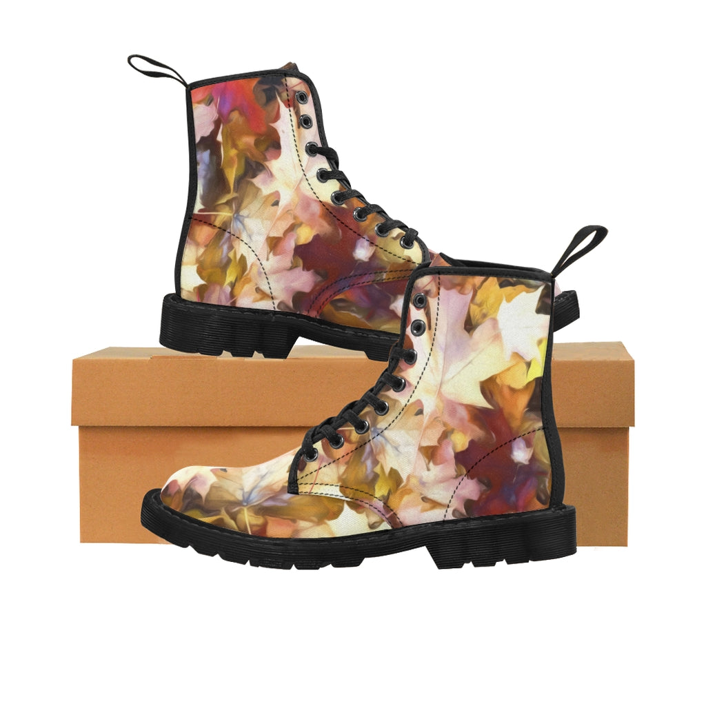 Fall Leaves Bright Women's Canvas Boots