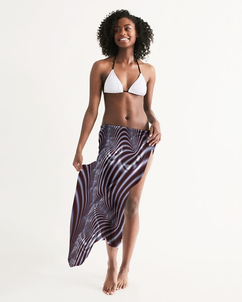 Black and White Spiral Fractal Swim Cover Up