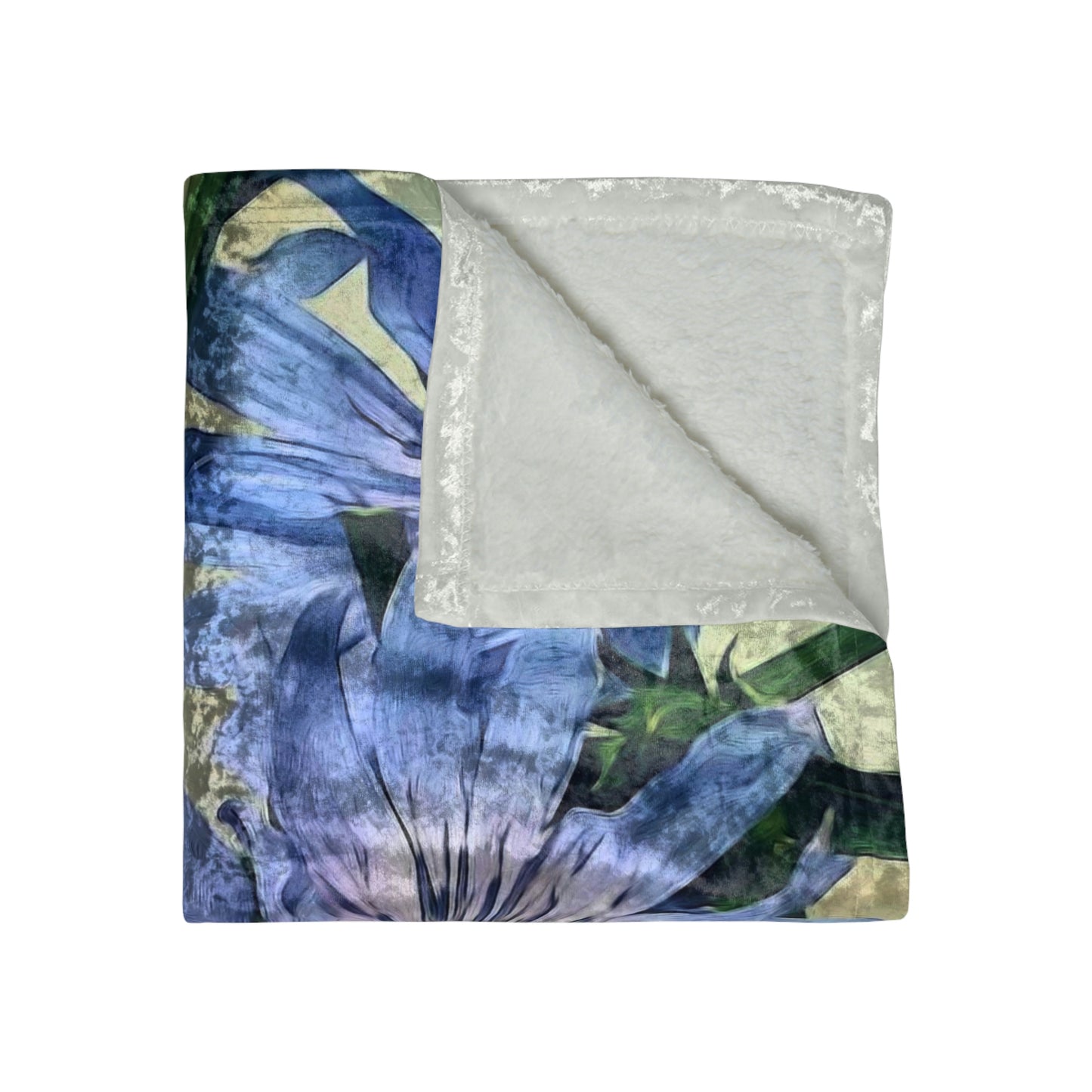 Blue Wildflower Crushed Velvet Blanket