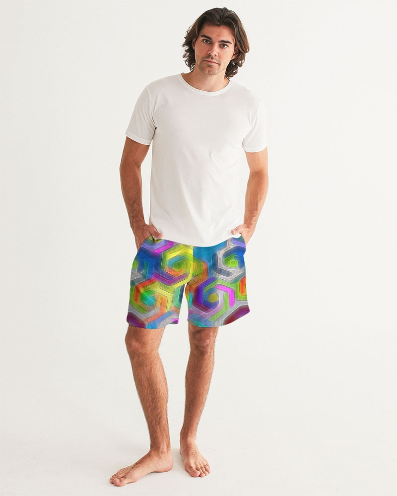 Colorful Hexagons Men's Swim Trunk