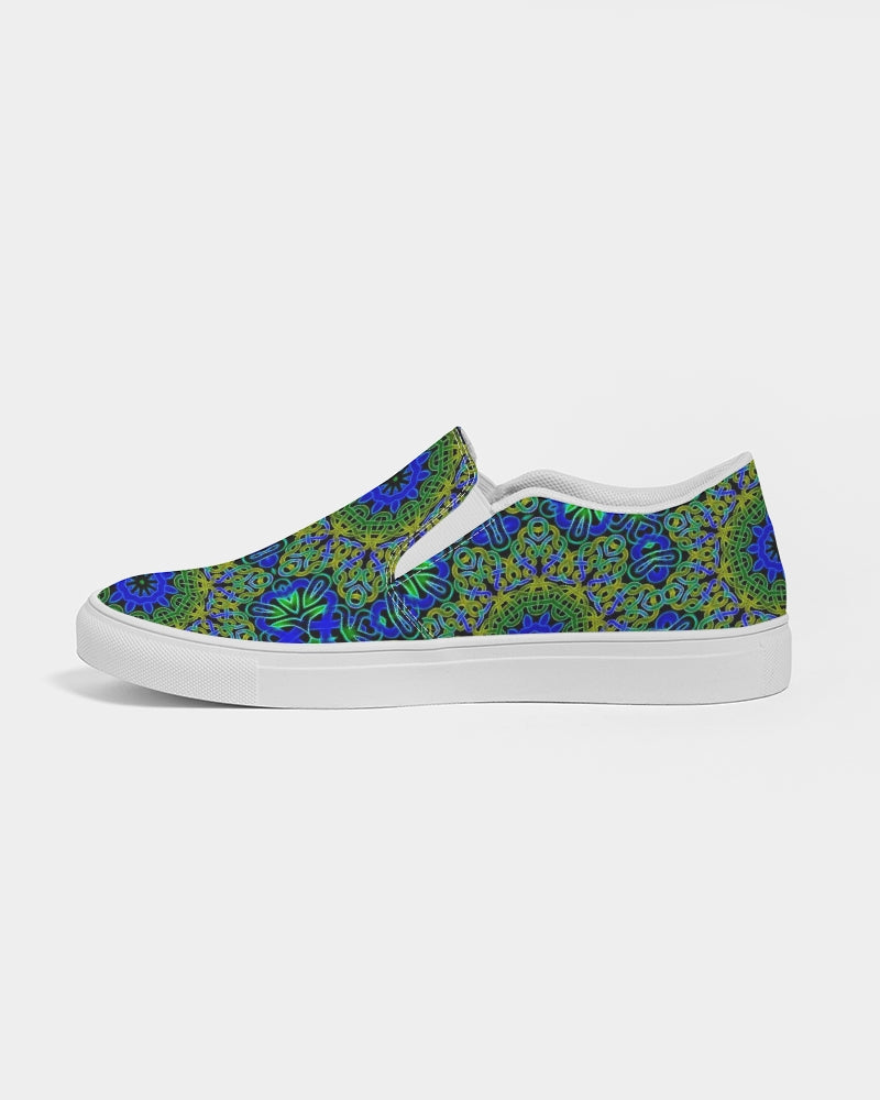 Blue Green Celtic Kaleidoscope Women's Slip-On Canvas Shoe