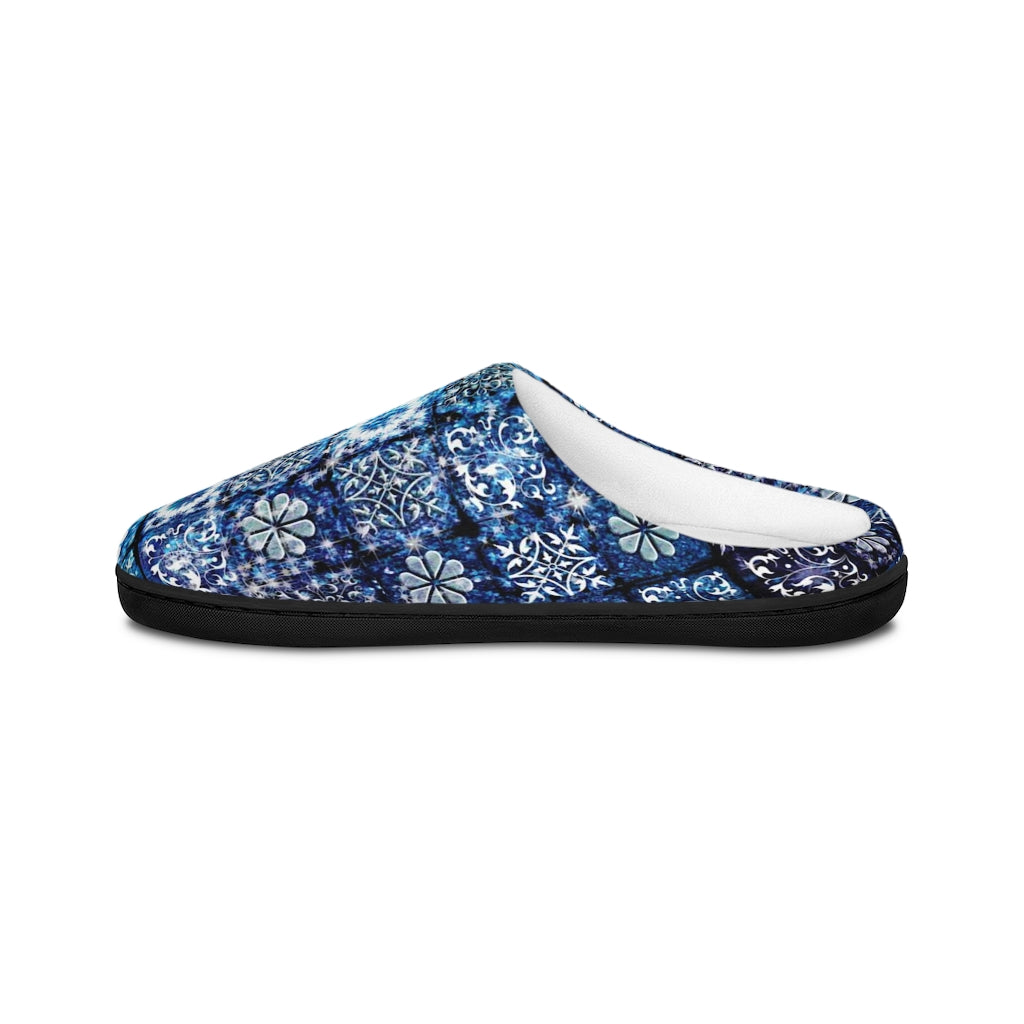 Blue Ice Crystals Motif Indoor Slippers