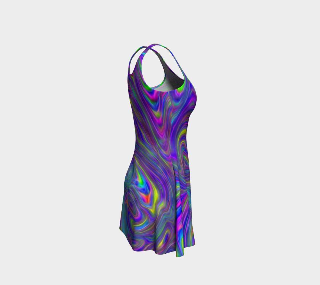 Abstract In Blue Flare Dress