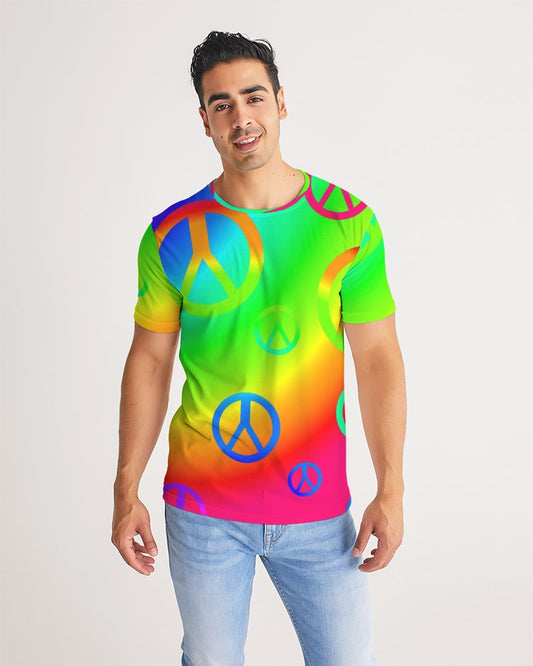 Rainbow Peace Signs Men's Tee