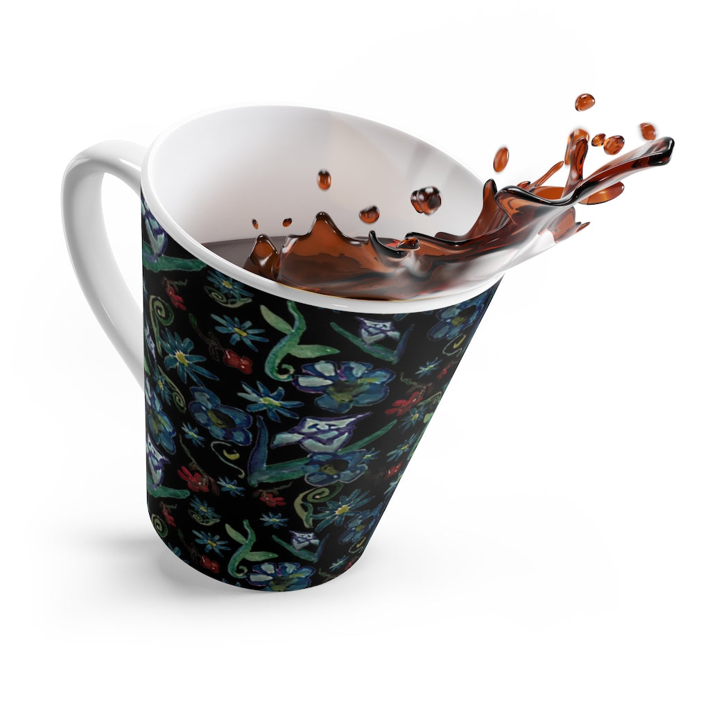 Watercolor Flowers On Black Latte mug