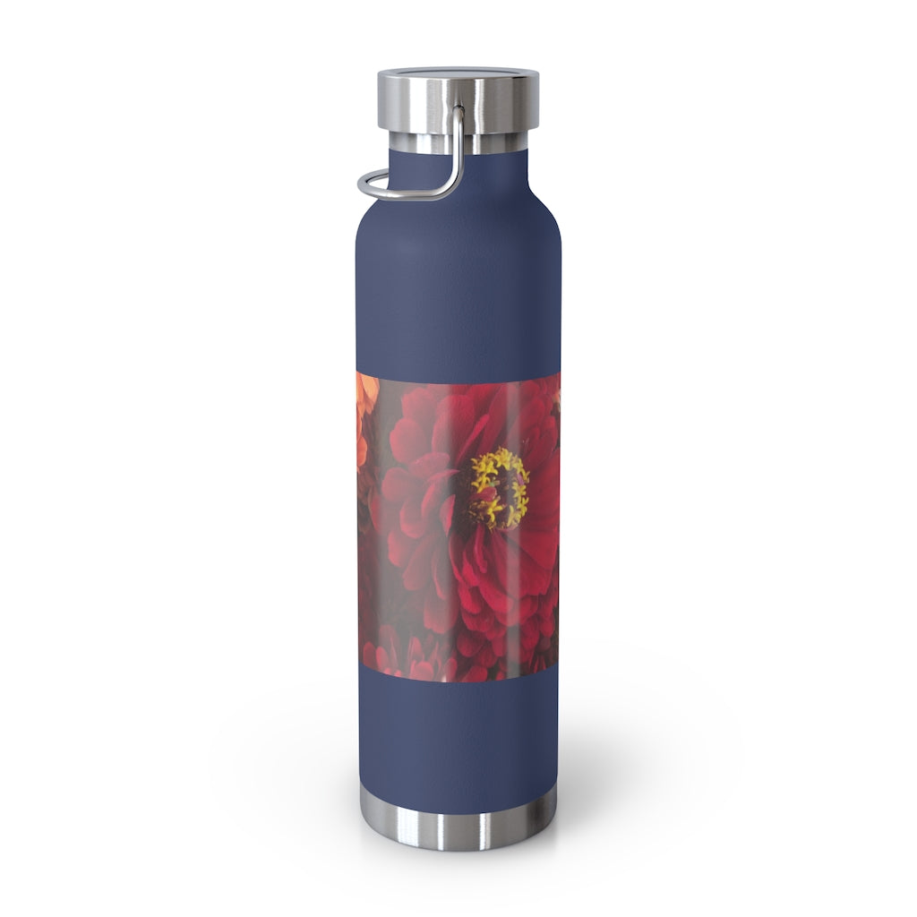 Peach and Pink Zinnias 22oz Vacuum Insulated Bottle