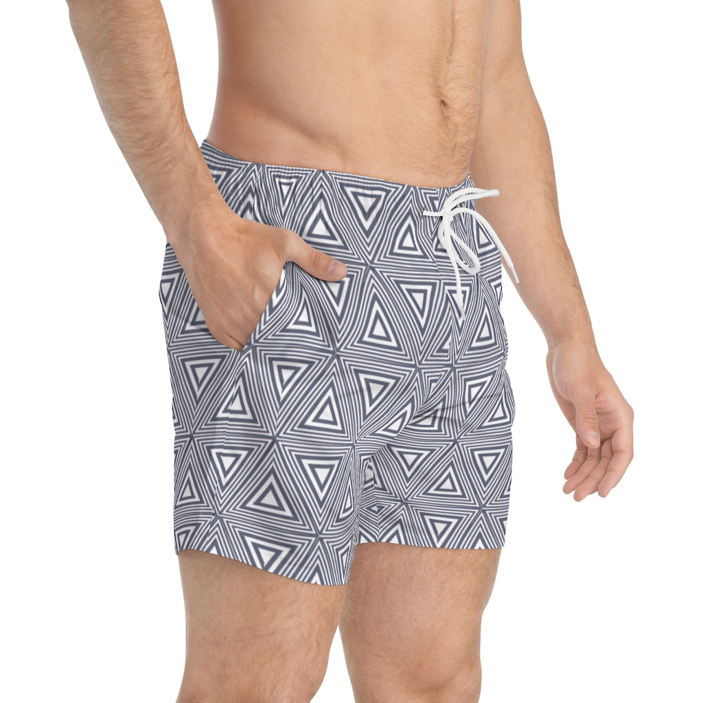 Gray Triangles Swim Trunks