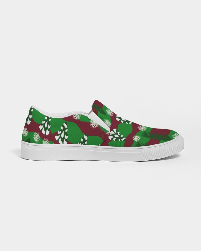 Snowy Evergreen Pattern Women's Slip-On Canvas Shoe
