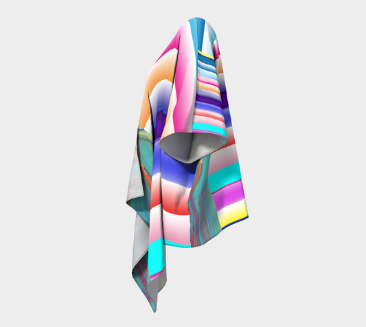 Cotton Candy Stripes Draped Kimono