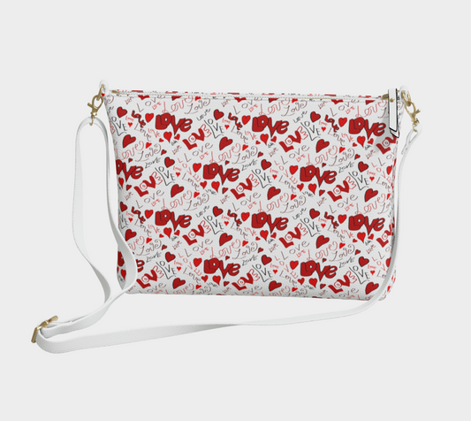 Love and Hearts Vegan Crossbody Purse