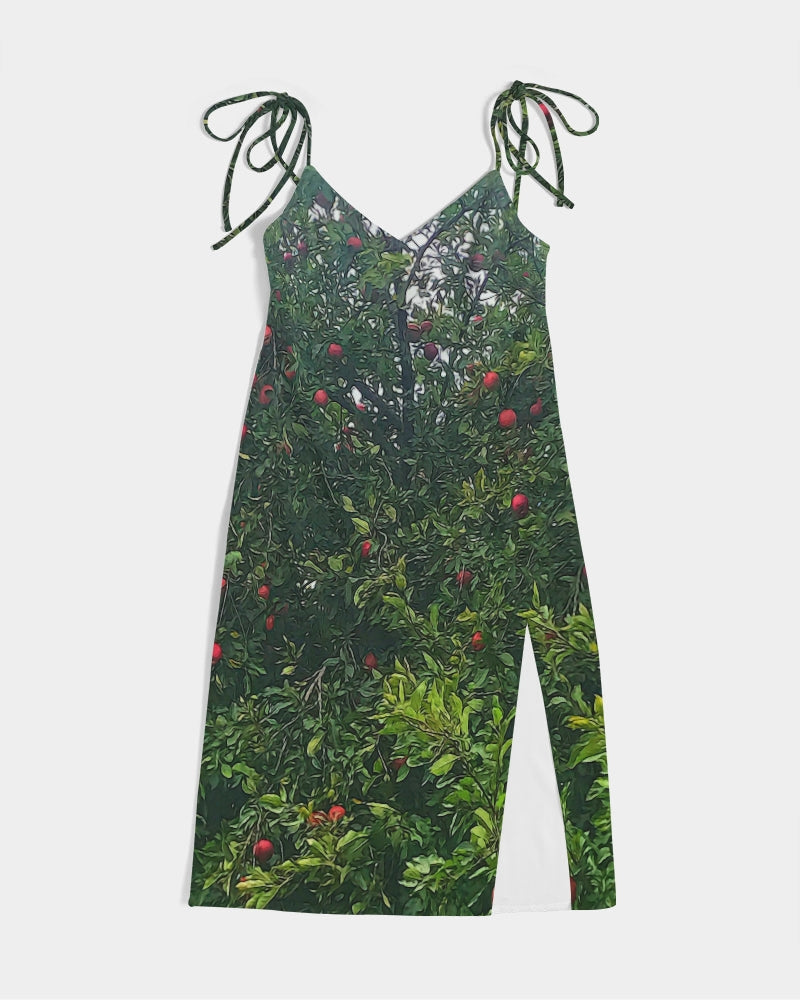 Apple Tree Close Up Women's Tie Strap Split Dress