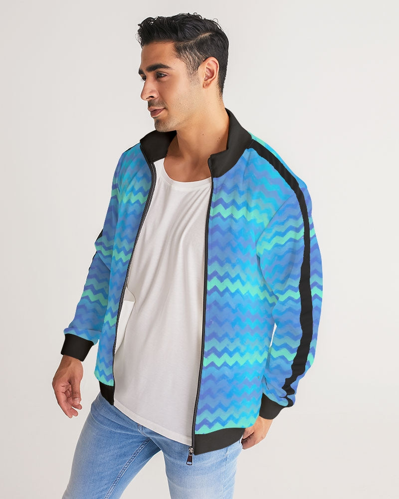 Mermaid Stripes Men's Stripe-Sleeve Track Jacket