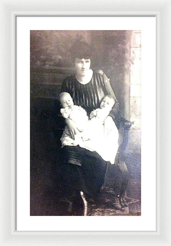 Early 1900s Mother and Twins - Framed Print