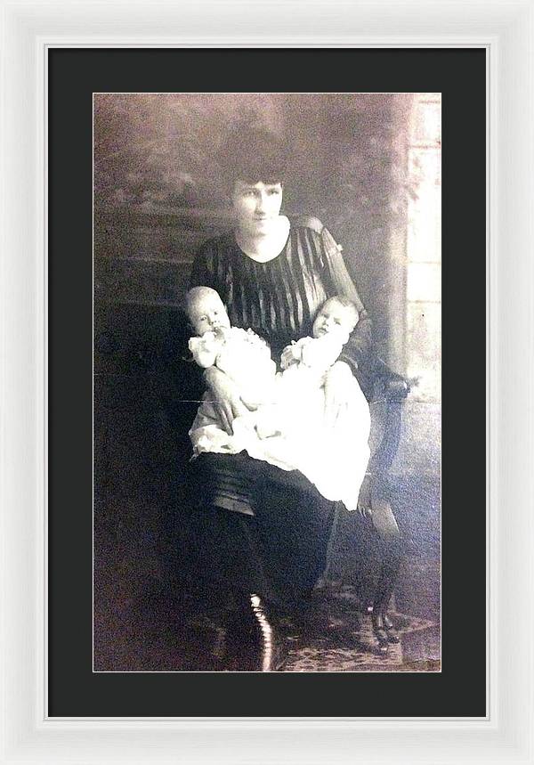Early 1900s Mother and Twins - Framed Print