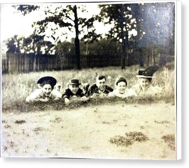 Early 1900s Women In Hats Lay On The Grass - Canvas Print