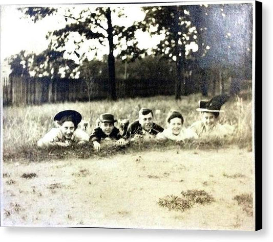 Early 1900s Women In Hats Lay On The Grass - Canvas Print