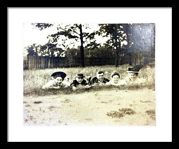 Early 1900s Women In Hats Lay On The Grass - Framed Print