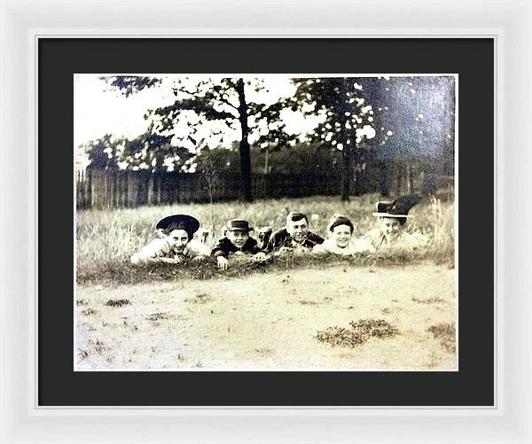 Early 1900s Women In Hats Lay On The Grass - Framed Print