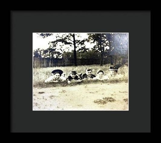 Early 1900s Women In Hats Lay On The Grass - Framed Print