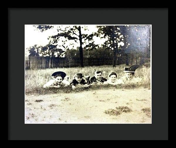 Early 1900s Women In Hats Lay On The Grass - Framed Print