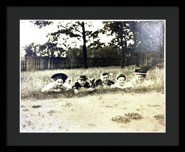 Early 1900s Women In Hats Lay On The Grass - Framed Print