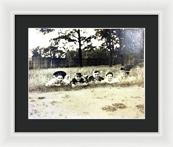 Early 1900s Women In Hats Lay On The Grass - Framed Print