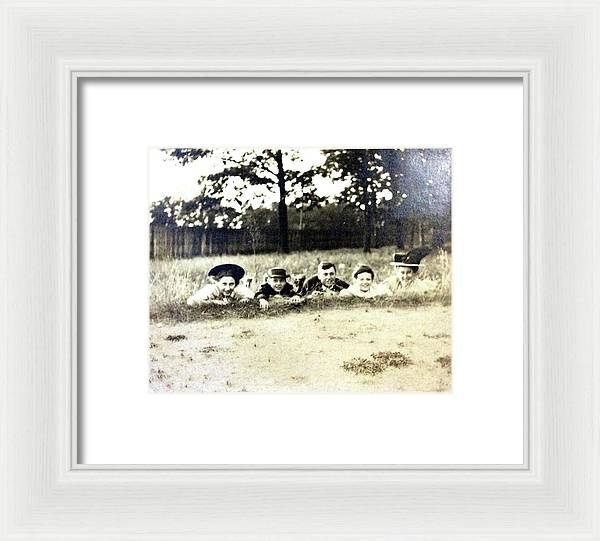 Early 1900s Women In Hats Lay On The Grass - Framed Print