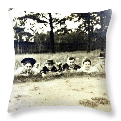 Early 1900s Women In Hats Lay On The Grass - Throw Pillow