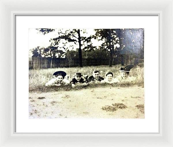 Early 1900s Women In Hats Lay On The Grass - Framed Print