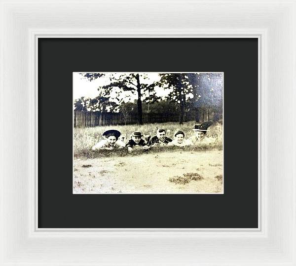Early 1900s Women In Hats Lay On The Grass - Framed Print