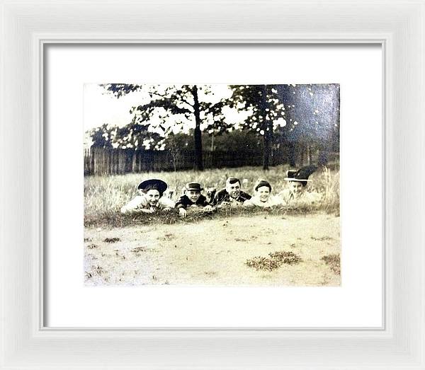 Early 1900s Women In Hats Lay On The Grass - Framed Print