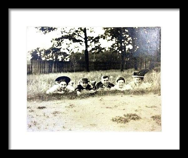 Early 1900s Women In Hats Lay On The Grass - Framed Print