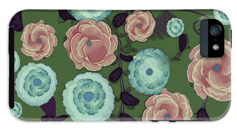 Earthy Peach and Turquoise Flower Pattern - Phone Case