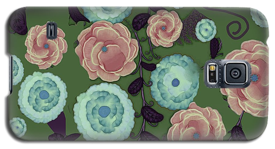 Earthy Peach and Turquoise Flower Pattern - Phone Case