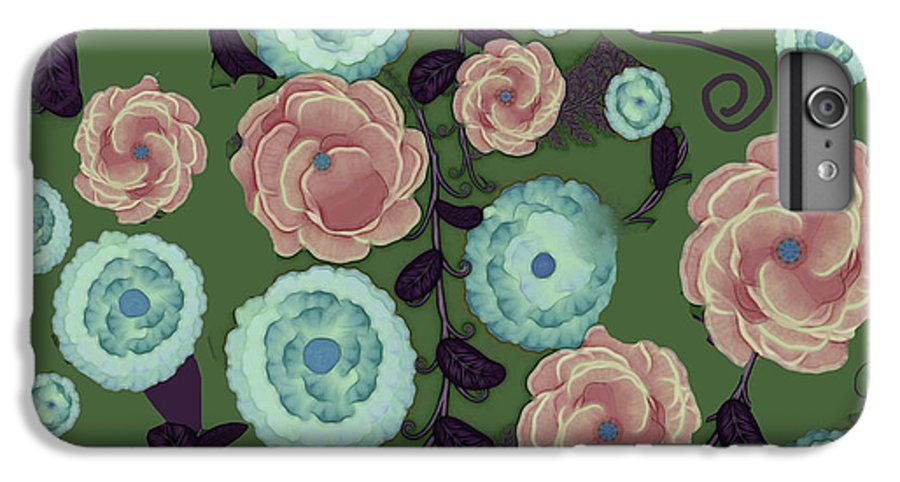 Earthy Peach and Turquoise Flower Pattern - Phone Case