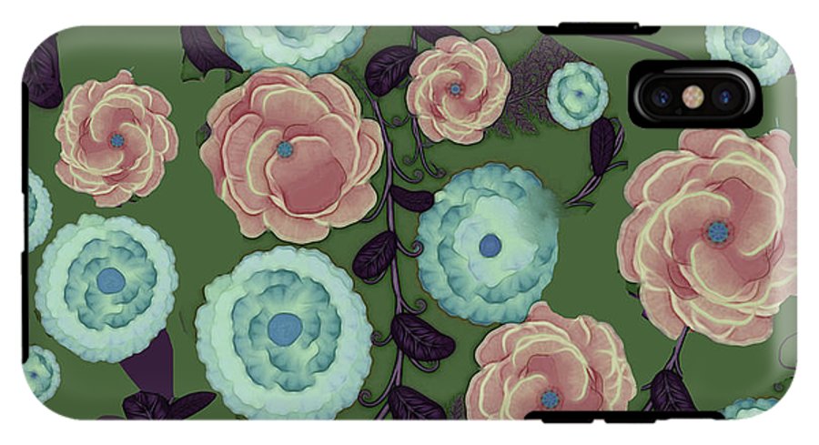 Earthy Peach and Turquoise Flower Pattern - Phone Case