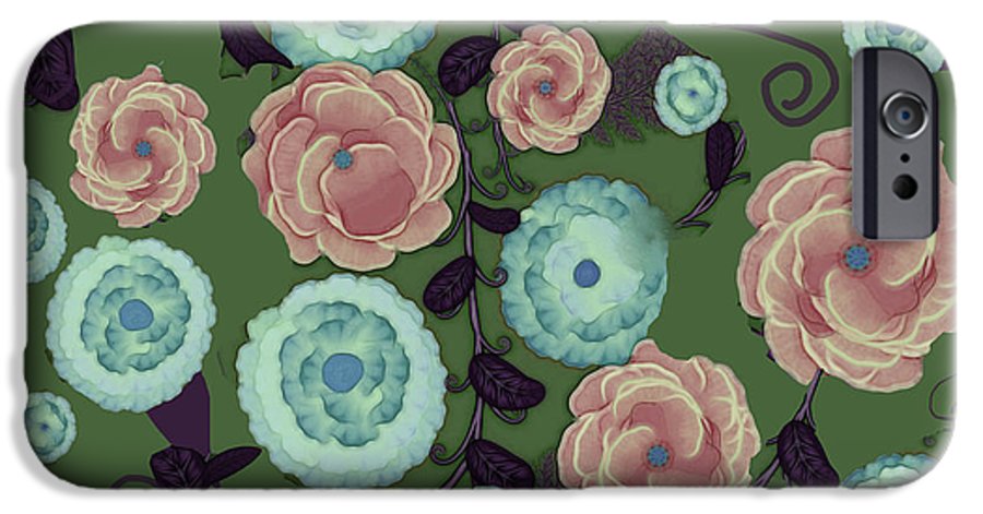 Earthy Peach and Turquoise Flower Pattern - Phone Case