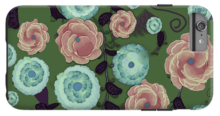 Earthy Peach and Turquoise Flower Pattern - Phone Case