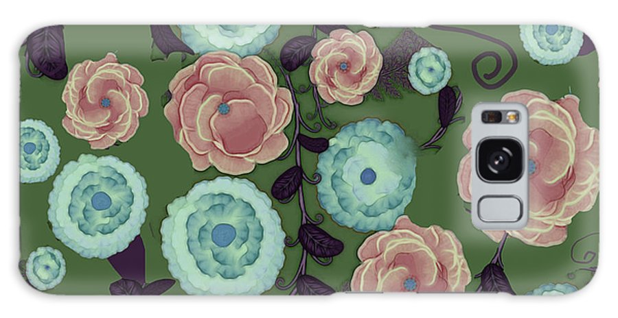 Earthy Peach and Turquoise Flower Pattern - Phone Case