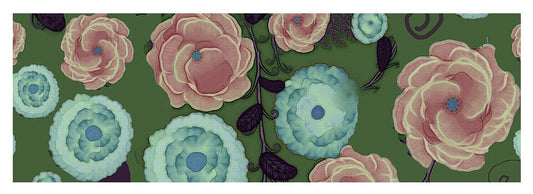 Earthy Peach and Turquoise Flower Pattern - Yoga Mat