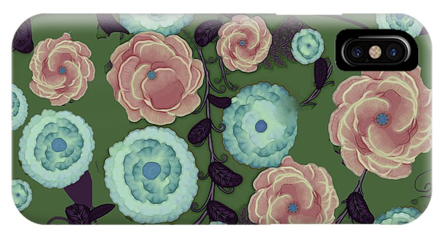 Earthy Peach and Turquoise Flower Pattern - Phone Case