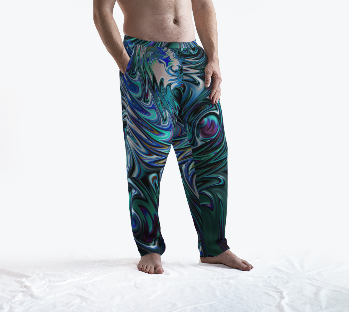 Blue and White Swirl Fractal Lounge Pants